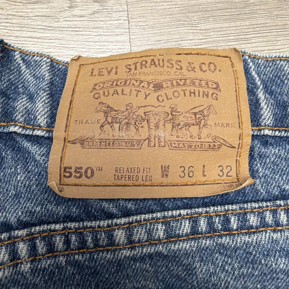 Vintage Levi's 550 Orange Tab Jeans Mens 35x32 USA Relaxed Tapered Medium Wash - Picture 6 of 14